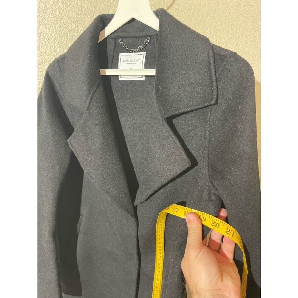 Belle & Bloom Women's Black Peacoat with Classic Notch Lapel - Picture 5 of 6
